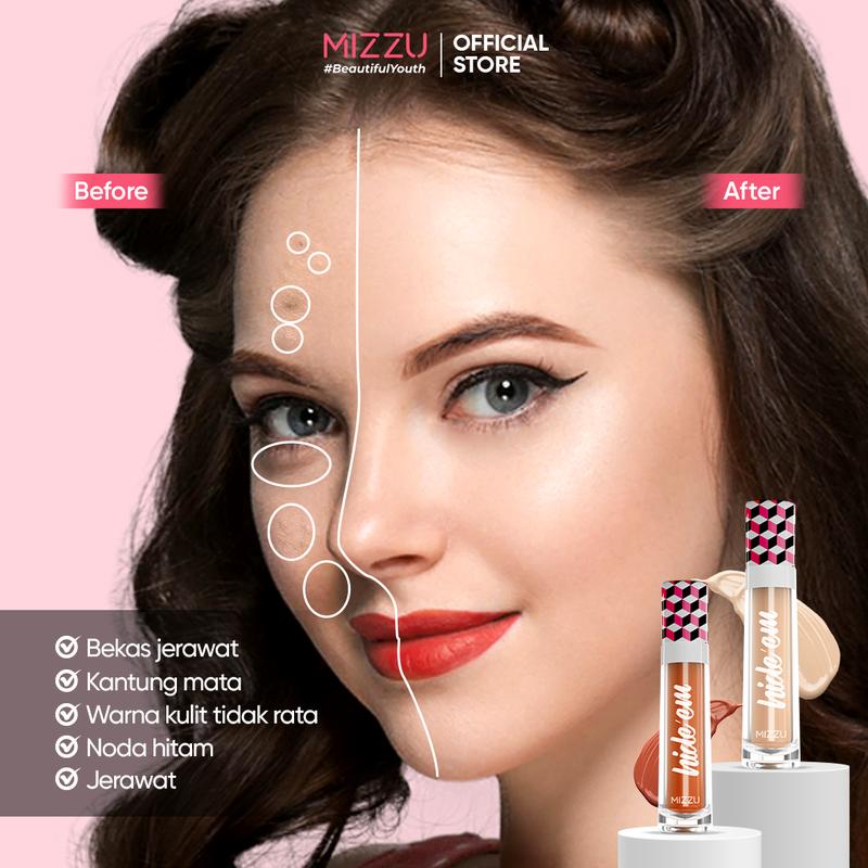 Mizzu Hide’em Contour And Concealer Beige - Concealer Corrector Wajah Foundation Hitam Lasting Mencerahkan 5