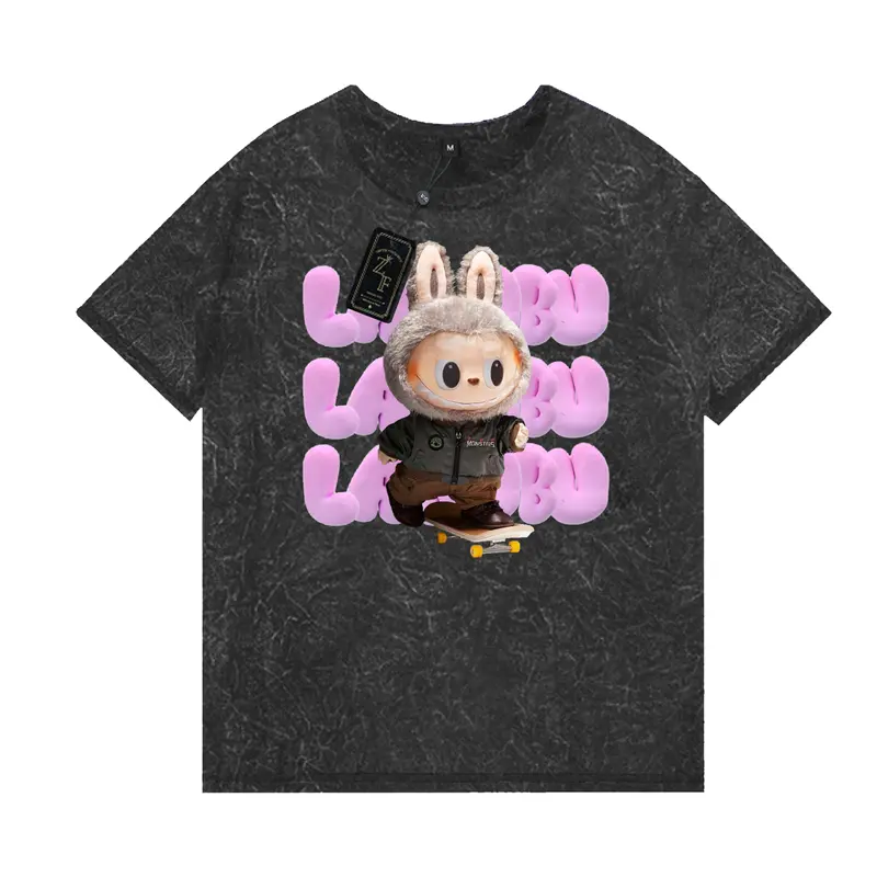 Baju Labubu Anak Motif Karakter Lucu 3-12 Tahun Baju Pakaian Fashion baju labubu Combed Cotton Karakter Lucu laki import Distro Hitam Katun Anak-Anak Laki-Laki Perempuan 1