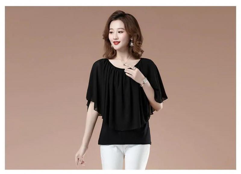 Product Introduction of Quần Áo Nữ, Ngoại Cỡ, Áo Voan, ngắn Tay, Thích Hợp Cho Mẹ TRUNG NIÊN, Quần Áo Mùa Hè, Áo Phông, Áo Cánh Dơi, Tay Lửng Váy Khiêu Vũ 20