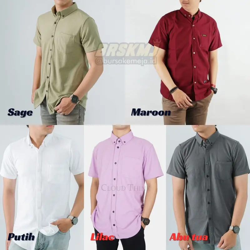 Promo Kemeja Dewasa 100.000 ribu 5 pcs Lengan Pendek Pria, Baju Distro Kain Katun 5