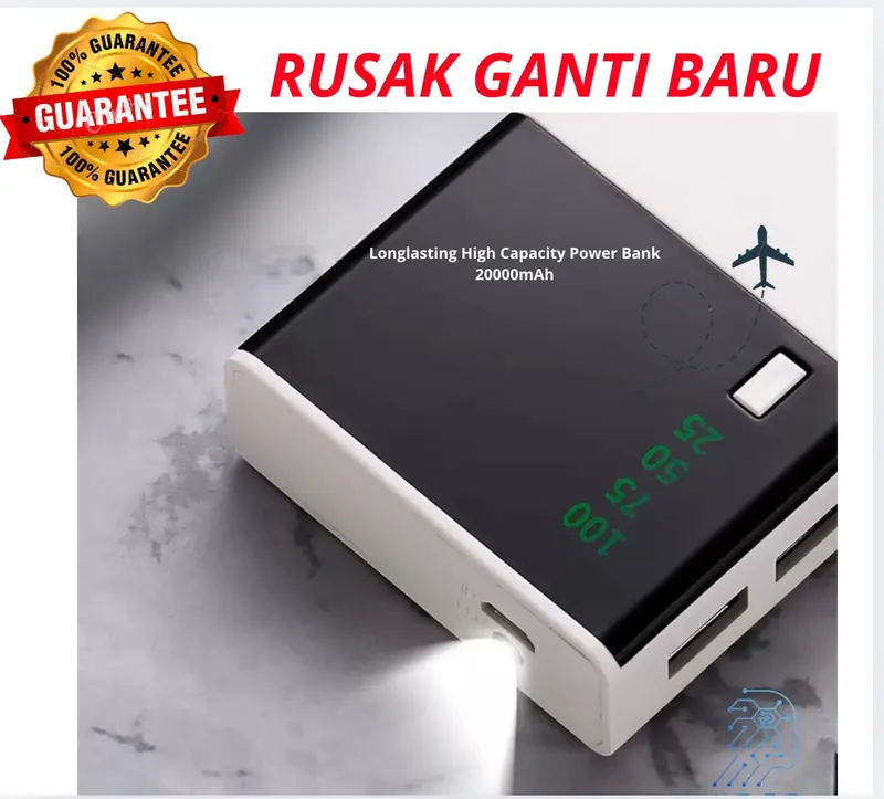 Hyper Powerbank 20000mAh LED Double USB Input Output | Garansi ganti baru 3