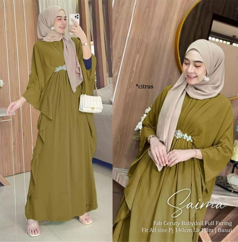 Shabira Kaftan Wanita Remaja Dewasa Terbaru 2024 Simple Elegan Hits Kekinian Super Mewah Ceruty Babydoll Muslim Lebaran Cantik 5
