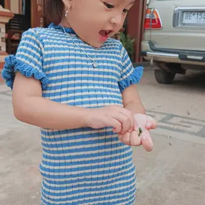HW Dress AURORA - Gaun rajut Anak Perempuan Lengan pendek curly Kids Fashion