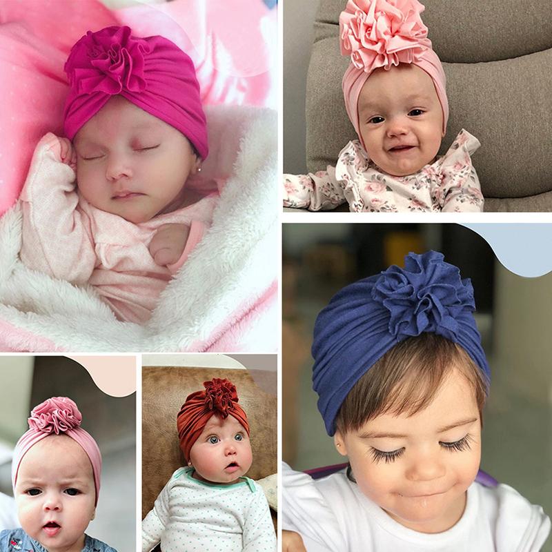 Mũ Em Bé Sơ Sinh, Mũ Hoa Dễ Thương Cho Bé Gái, Khăn Xếp Cotton Mềm Mại, Mũ Len Cho Trẻ Sơ Sinh Và Trẻ Mới Biết Đi, Mũ Lưỡi Trai 2