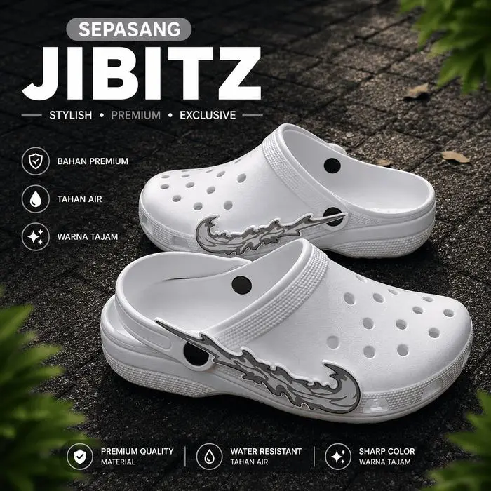 GRATIS ONGKIR JibbitzKalcer - Pin Sandal Accesories Hiasan Sandal Baim Motif Api Gen 2  Samping Kalcer Badai