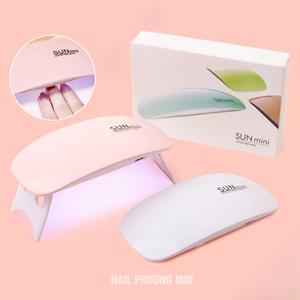 Đèn Hơ Móng Tay Sun Mini 6W Gọn Nhẹ 6 Đèn LED UV Trắng Hồng Để Bàn Bỏ Túi Tiện Lợi, Đèn Sấy Móng Tay Nhanh Khô Sơn Bóng Cố Định Charm Đá