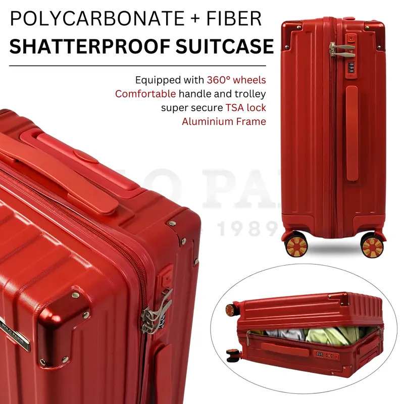 POLOPARIS - Koper Premium Lokal 023B 20/24 Inch Polycarbonate + Fiber Abs Kunci Semi TSA Alumunium Frame 3 Angka Roda 360 Tahan Banting 2