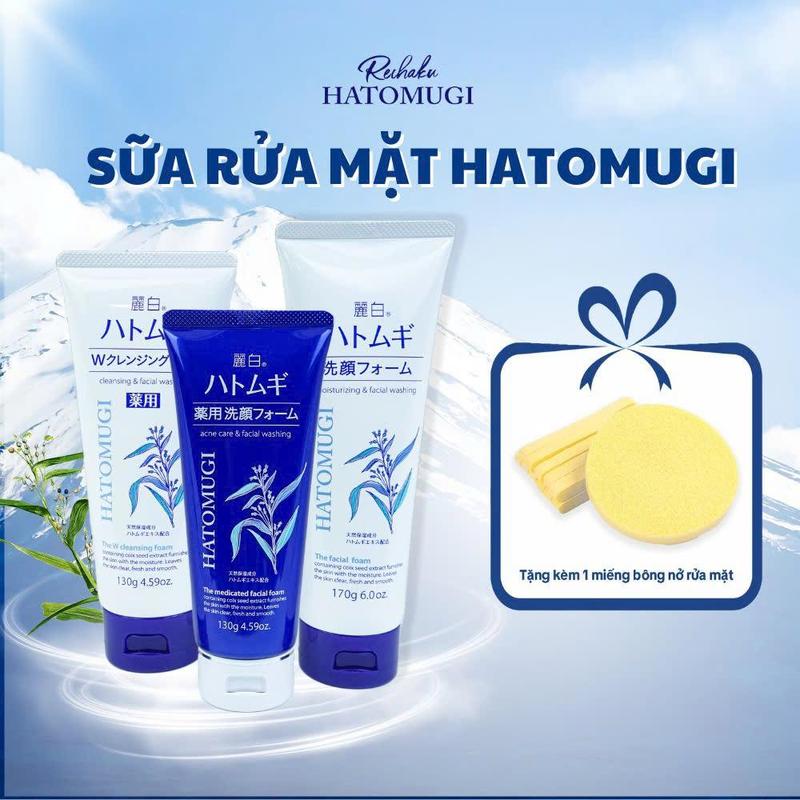 Sữa rửa mặt ý dĩ Hatomugi Nhật Bản 130g 170g  Dành Cho Da Dầu & Da Thường Giúp Làm Sạch Da