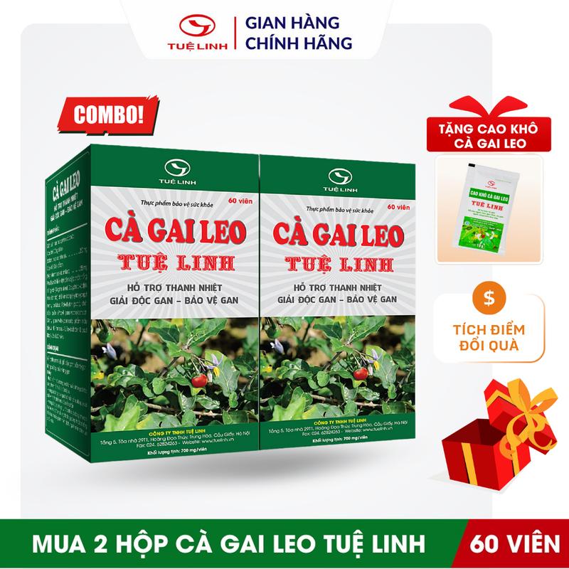  Cà gai leo Tuệ Linh  COMBO MUA 2 TẶNG 1 gói Cao khô Cà gai leo Tuệ Linh 10g  - Giải độc & bảo vệ gan - Hộp 60 viên 