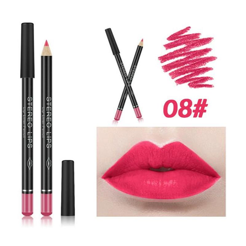 Product Introduction of Vibely 12 Colors New Professional Wood Lip Liner Waterproof Lady Charming Lip Liner Soft Pencil Makeup Women's Long Lasting Cosmetic Tool Eyeliner Kit Matte Flawless 36
