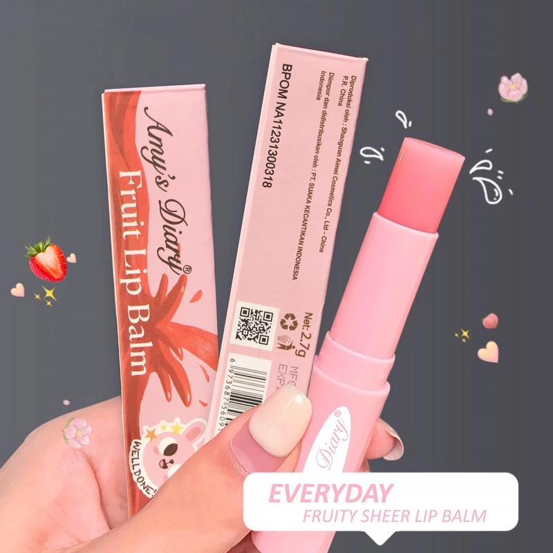 AMY'S DIARY Lip Balm Strawberry Sheer Moist Lip Care Fruity Pelembab Bibir Kering 2