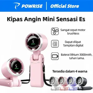 POWRISE Kipas Angin Mini Portable USB 30000mAh Kipas Lipat 5-Speed Wind LED Display Dengan Untuk kipas angin portable turbo kipas angin portable kipas angin portable mini kipas angin berdiri turbo Kipas leher kipas angin portable tahan lama 24 jam