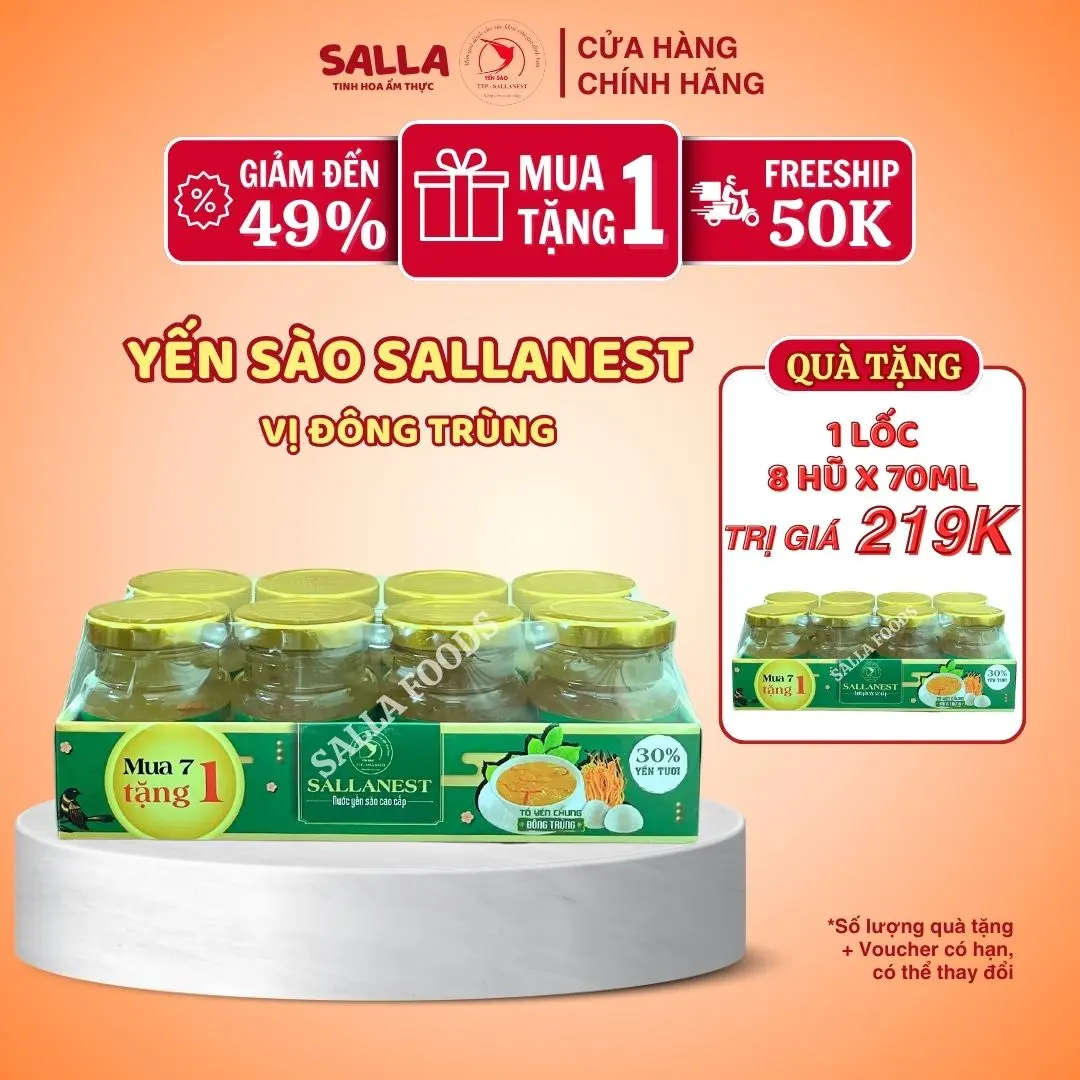 [MUA 1 TẶNG 1] Yến Sào Cao Cấp SALLANEST 30% Yến Tươi chọn vị - 2 Khay = 16 Hũ x 70ml
