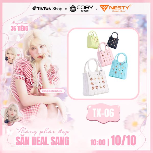 [Tặng STICKER Ngẫu Nhiên ] Túi Xách Tay NESTY Đính Kèm Charm Nữ Tính Sang Trọng Hiện Đại Chất Liêu EVA Mềm Mại Chống Thấm Nước TX-06