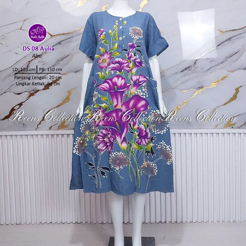 Aulia Batik Daster 08 Batik Print | Daster 3 Kancing Depan Busui 2 Saku Tangan Pendek Di Bawah Lutut daster  viral 2