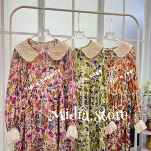 Long tunik Flora prem!um//long tunik kerah lace // tunik lucu// tunik Lebaran Atasan Wanita