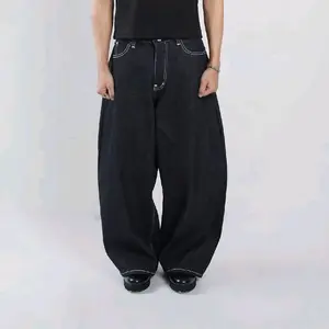 MOODLIGHT-Celana Baggy Raw Denim Bahan Denim Tebal 14 Ons Unisex Pria Wanita Model Modern