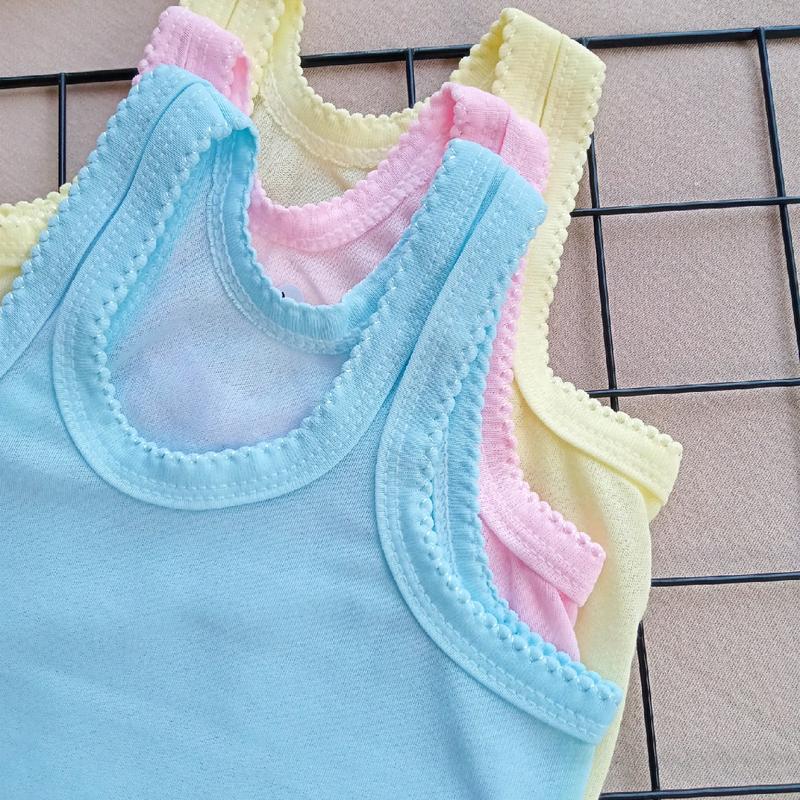 Promo 6pcs dan 12pcs Singlet Anak Perempuan-Kaos Dalam Bayi Cewek Motif Polos 3 warna pink ,biru dan kuning 4