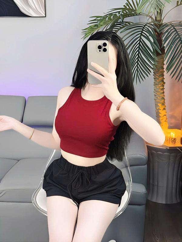 Combo 2 Áo Thun Tank Top 3 Lỗ Croptop Dáng Ngắn Form Ôm Body Nữ Tôn Dáng Mẫu Trơn 12 Màu - Tôn Dáng Hack Eo - Mặc Nhà Mặc Đi Tập Thể Dục