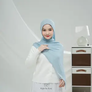 Pashmina Viscose Highlight Soft BlueTextured Hijab by Kyta scarf Elegan Nyaman
