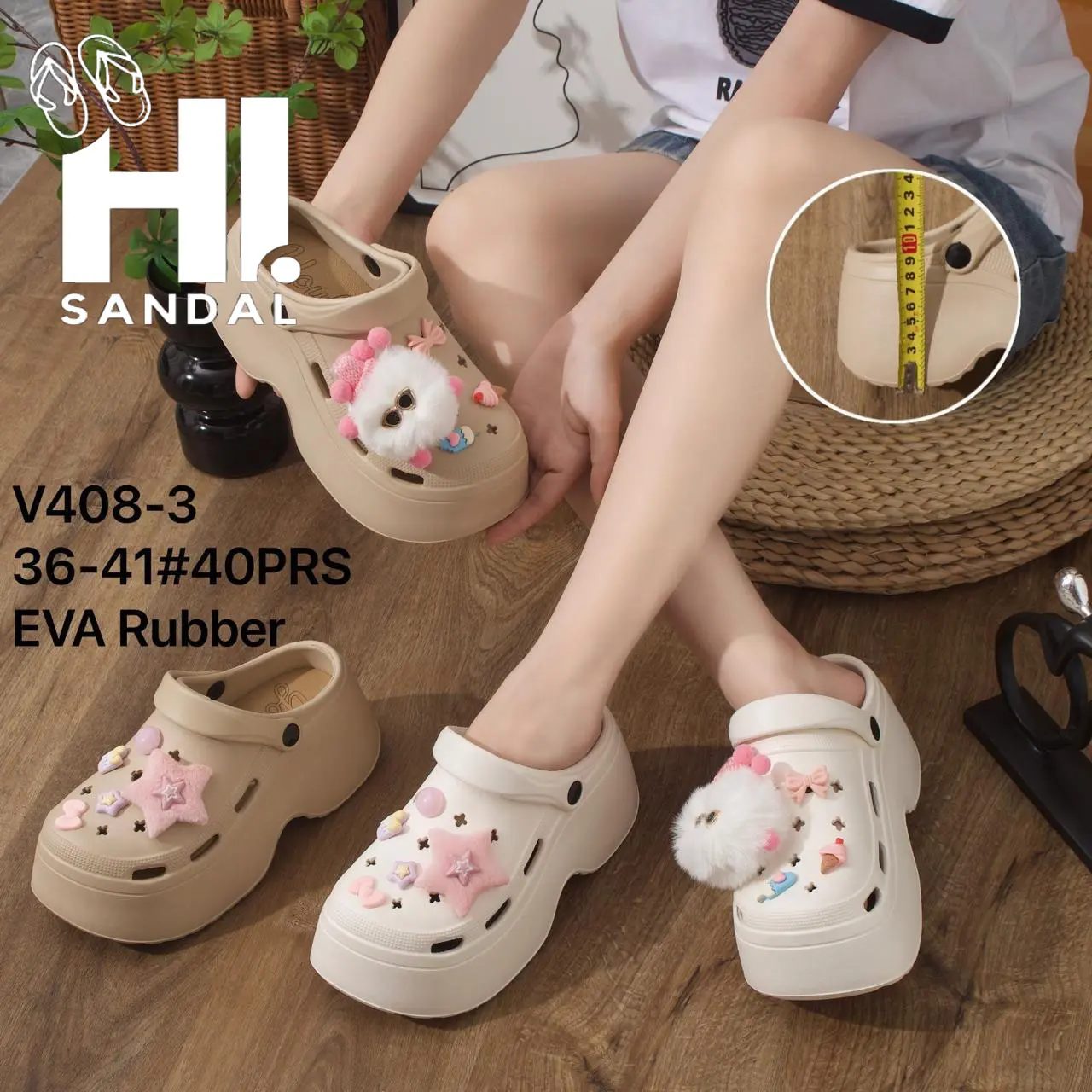 Sandal Baim Hak Bulu / Sandal Kodok Baim Bulu / Sandal Baim Jibbitz Bulu / Sandal Wanita Bulu / Sandal Korean Style Bulu / Sandal EVA Wedges Rubber / Sandal Kodok Eva Rubber / Sandal Baim Bulu Hak Korean Style / Sandal Selop Bulu / Sendal EVA Rubber Bulu