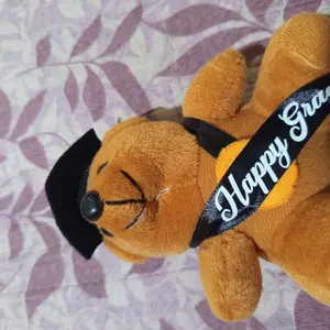 Boneka Wisuda Teddy Bear 12cm dengan Topi Graduasi dan Pita Happy Graduation Warna Putih, Pink, Kuning, dan Cokelat