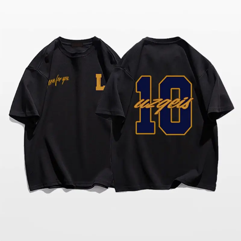 Fashion Gesture Printed Letter T-shirt Casual Hip-Hop Breathable Round Neck Short Sleeve T-shirt High Soft 4