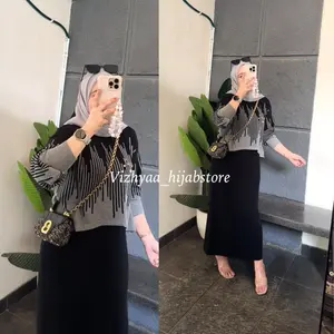 Vizhyaa_hijabstore NIALA DRESS Pakaian Muslimah Wanita Busana Muslim Wanita/Dress set inner dan vest