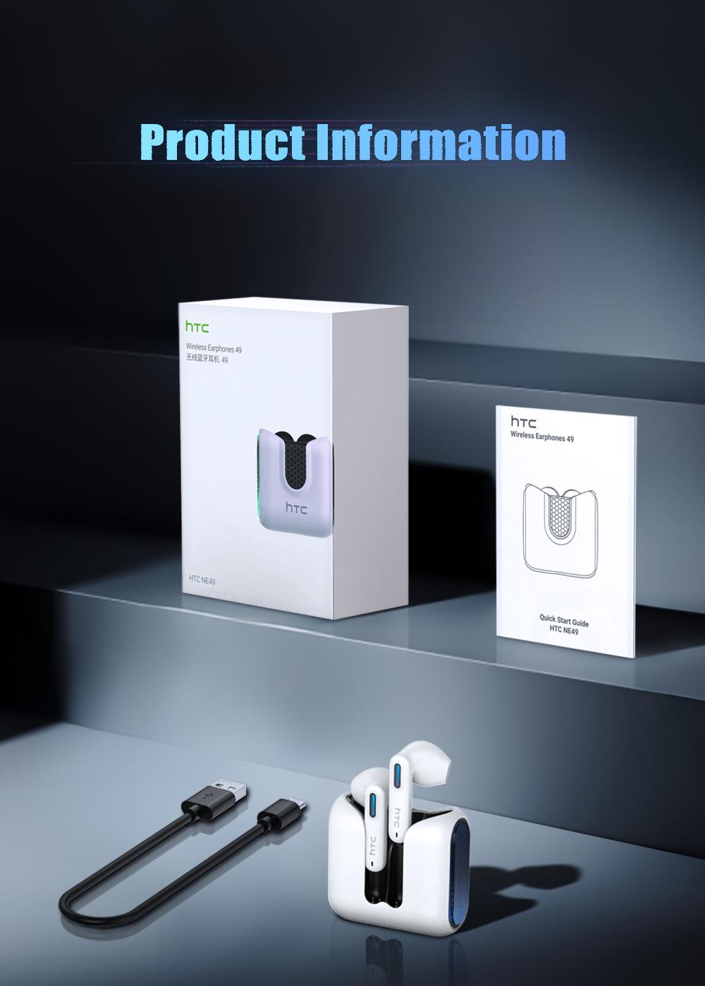 HTC NE49 AI Translation Earbuds Bluetooth 6.0 Gaming Headphones Real Time Translation in 134 Languages 35 Hours Long Battery Life HiFi Sound Quality IPX5 Waterproof Sports Travel Entertainment Music