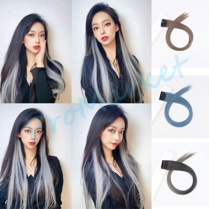 Wig Rambut Jepit Palsu Colourful Extention Wanita Pemanjang Rambut Palsu Warna Jepit / Wig Jepit Rambut Palsu Lurus Panjang Single Hair / Klip Wig Rambut Palsu Cewek Korea Warna 5