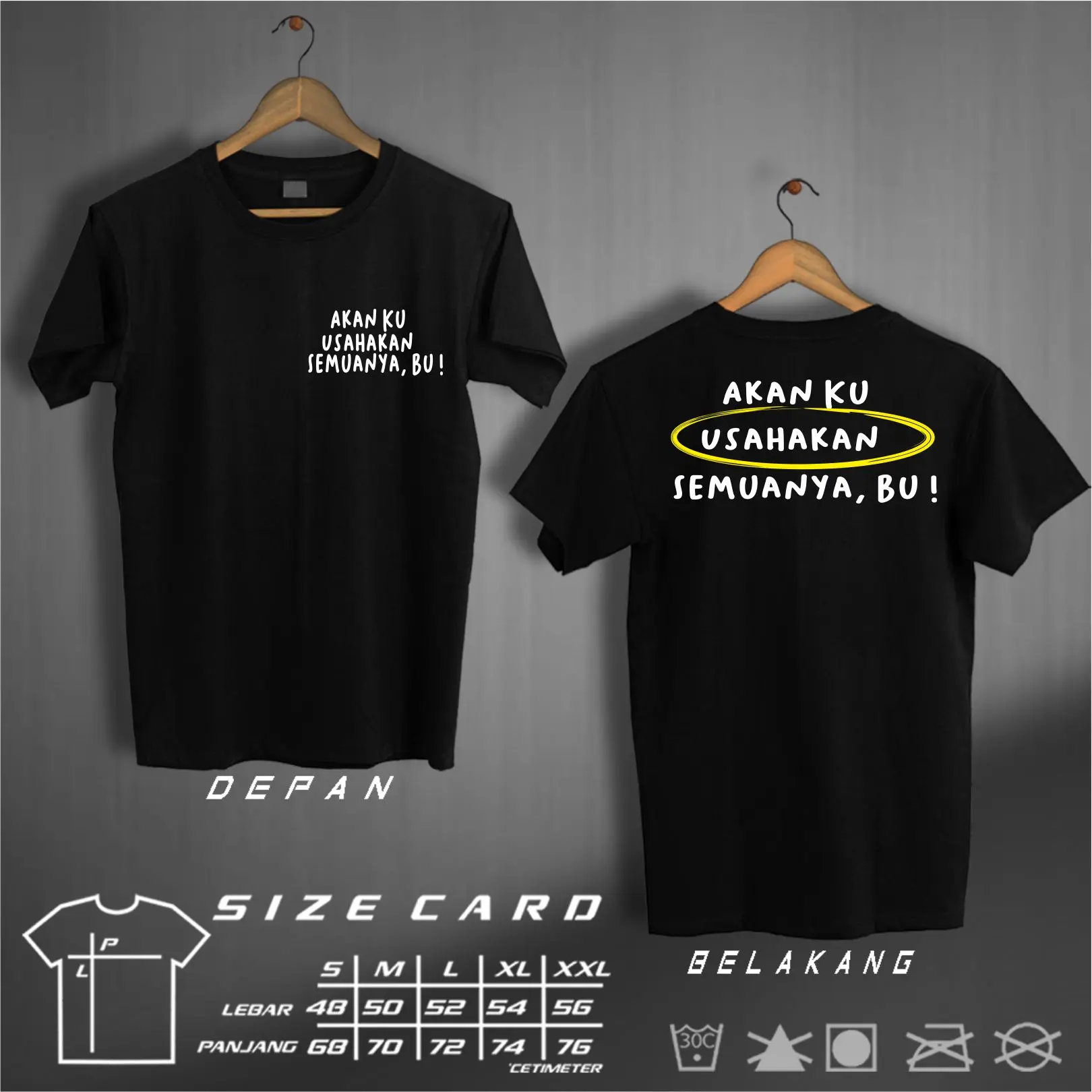 Kaos Kata- Kata akan ku usahakan semuanya, Bu ! High Lembut Tebal Pria Wanita Keren