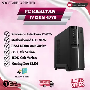 PC RAKITAN SIAP PAKAI CORE I7 4770 RAM DDR3 8/16GB SSD 128/256GB HDD 500GB/1TB CASING PSU SLIM