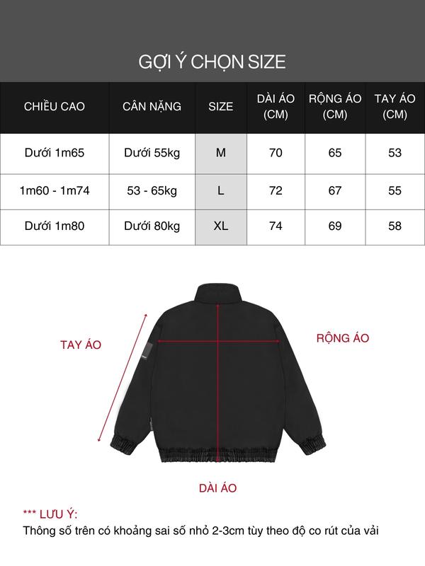 Áo khoác chần bông nam nữ DAVIES thêu nổi màu đen form rộng, dù kháng nước Label Cotton-Padded Jacket local brand 7
