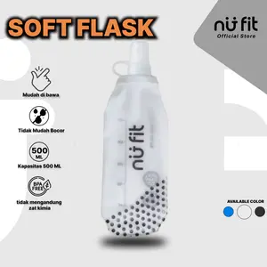 Nu Fit - Botol Minum Lipat 500 ML - Foldable Soft Flask 500 ML Trail Running - Botol Air Minum Lipat Sport Outdoor BPA Free - Botol Minum Running