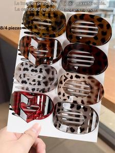 Pinzas para el cabello de mujer con patrón de leopardo, diseño casual para todas las estaciones, accesorio duradero y elegante para uso diario, perfecto para mujeres, detalle en forma de corazón