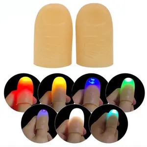 2Pcs Mainan Jari Jempol Lampu LED Menyala untuk Properti Trik Sulap