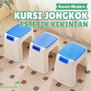 IDOHOUSE Bangku Jongkok Plastik Warna Orange Biru Model Kursi Anak Ngaji Estetik Mini Furniture A02B
