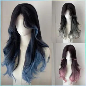 Wig Wanita Kupu-kupu Paris wig wanita rambut panjang curly wanita ombre wig wanita full kepala 60CM wig korean style wig 2 warna wig labubu wig tanpa poni wig butterfly cut rambut  palsu rambut  palsu