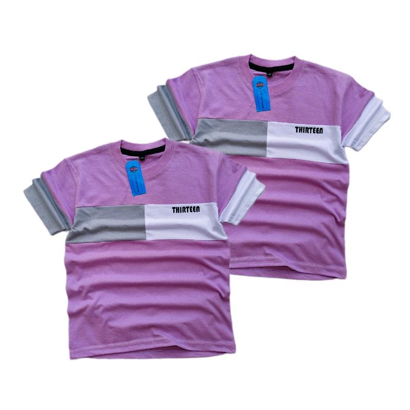 Kaos kombinasi anak abu Thirteen umur 1-10 tahun 2