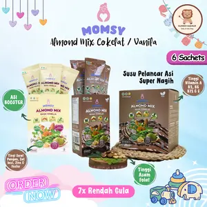 MOMSY ALMOND MIX RASA COKELAT / VANILLA Susu Pelancar ASI BUSUI Daun Katuk Rendah Gula BPOM MOMSY ALMOND MIX RASA COKELAT / VANILLA Susu Pelancar ASI BUSUI Daun Katuk Rendah Gula BPOM