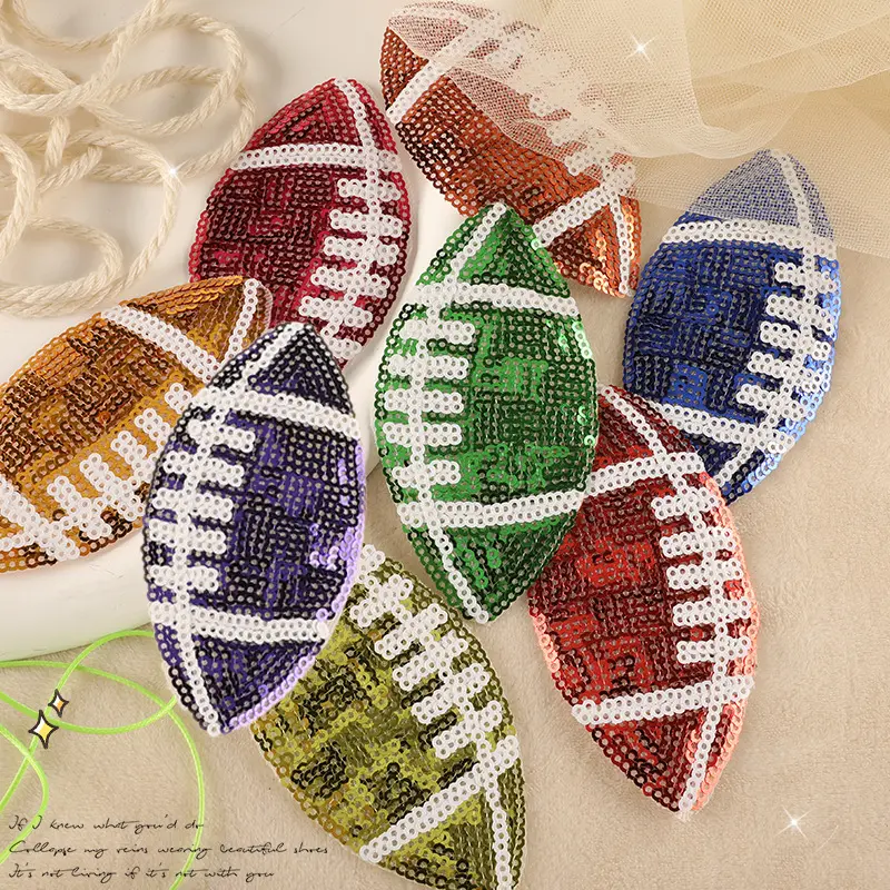 New computer embroidery label auxiliary materials PET beads rugby embroidery accessories patch handmade cloth stickers For Clothing Biohazard Symbol Horror Movie Embroidery Iron On Patch