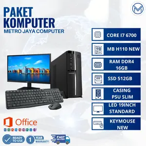 PC CPU KOMPUTER ANBK KOMPUTER TKA KOMPUTER ADMIN RAKITAN I7 6700 RAM 16GB / 512GB / MONITOR 19INCH NEW / KEYMOUSE NEW CASE PSU SLIM