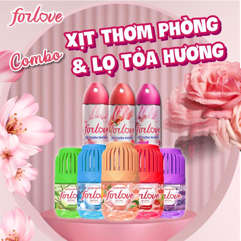 LIVE Combo Thơm Phòng 01 Lọ toả hương ForLove + 01 Chai xịt thơm phòng ForLove Công Thức Mới Toả hương 360 độ Dầu Thơm Phòng Dầu Thơm lọ toả tinh dầu Nước Hoa xịt tủ xit phong