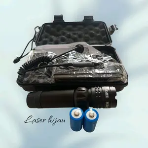 senter dengan 2 baterai green lengkap cas fullset hijau