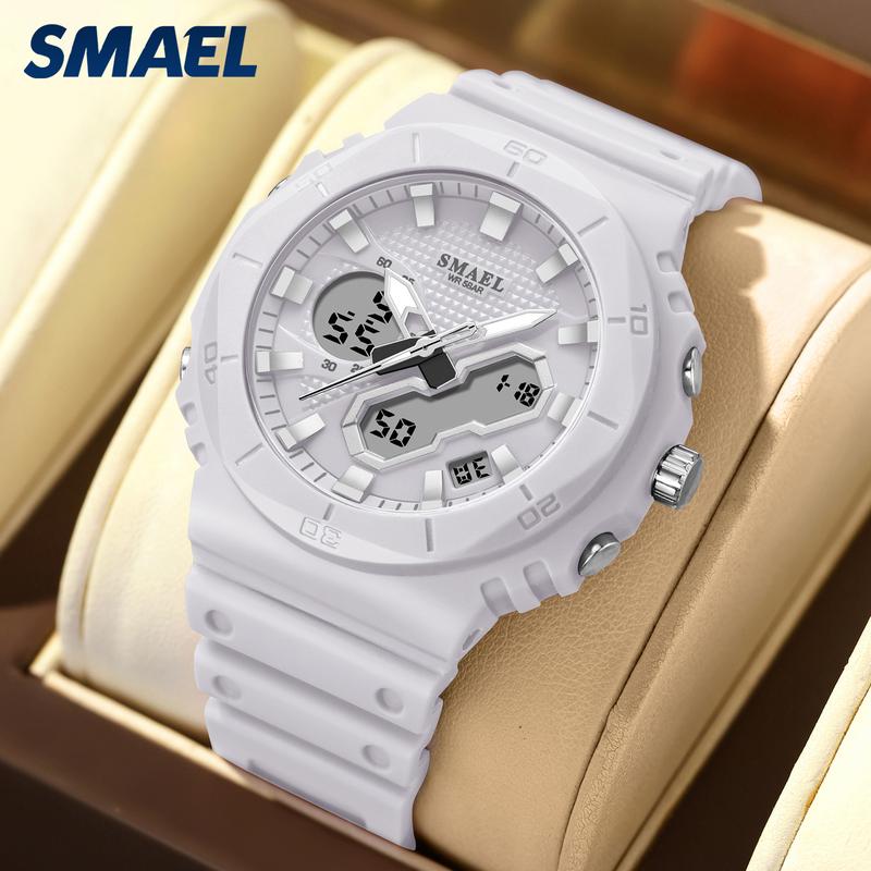 Đồng Hồ Thể Thao Đa Năng, SMAEL, Thời Trang, Thiết Kế Đơn Giản, Dành Cho Nam Và Nữ, Màn Hình Kép, Phát Sáng Trong Bóng Tối, Không Thấm Nước, Thích Hợp Cho Học Sinh, Đồng Hồ Điện Tử, Đồng Hồ Nam Và Nữ