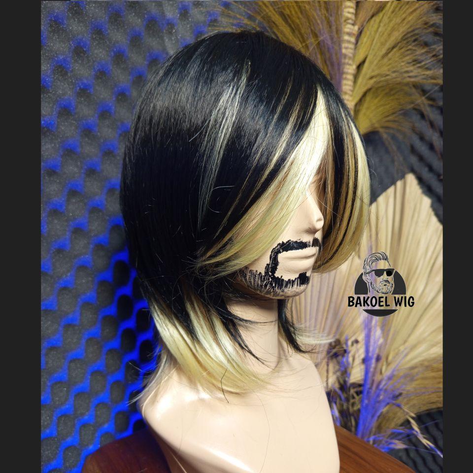 BAKOEL WIG PRIA RAMBUT PENDEK WOLFCUT CURTAIN GAYA ARTIS KOREA kode A5 Curtain warna Dewasa