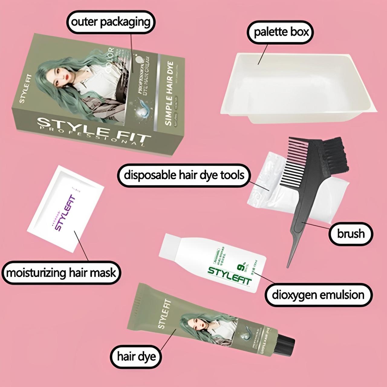 Halal Certification STYLE FIT Intense Violet Brown - Cat Rambut Pewarna Rambut200ML Tanpa ammonia Permanen Excellence Fashion Sparkling Visible Hair Color Tidak perlu bleach ,cat rambut hair color warna rambut tanpa bleaching cat pewarna rambut