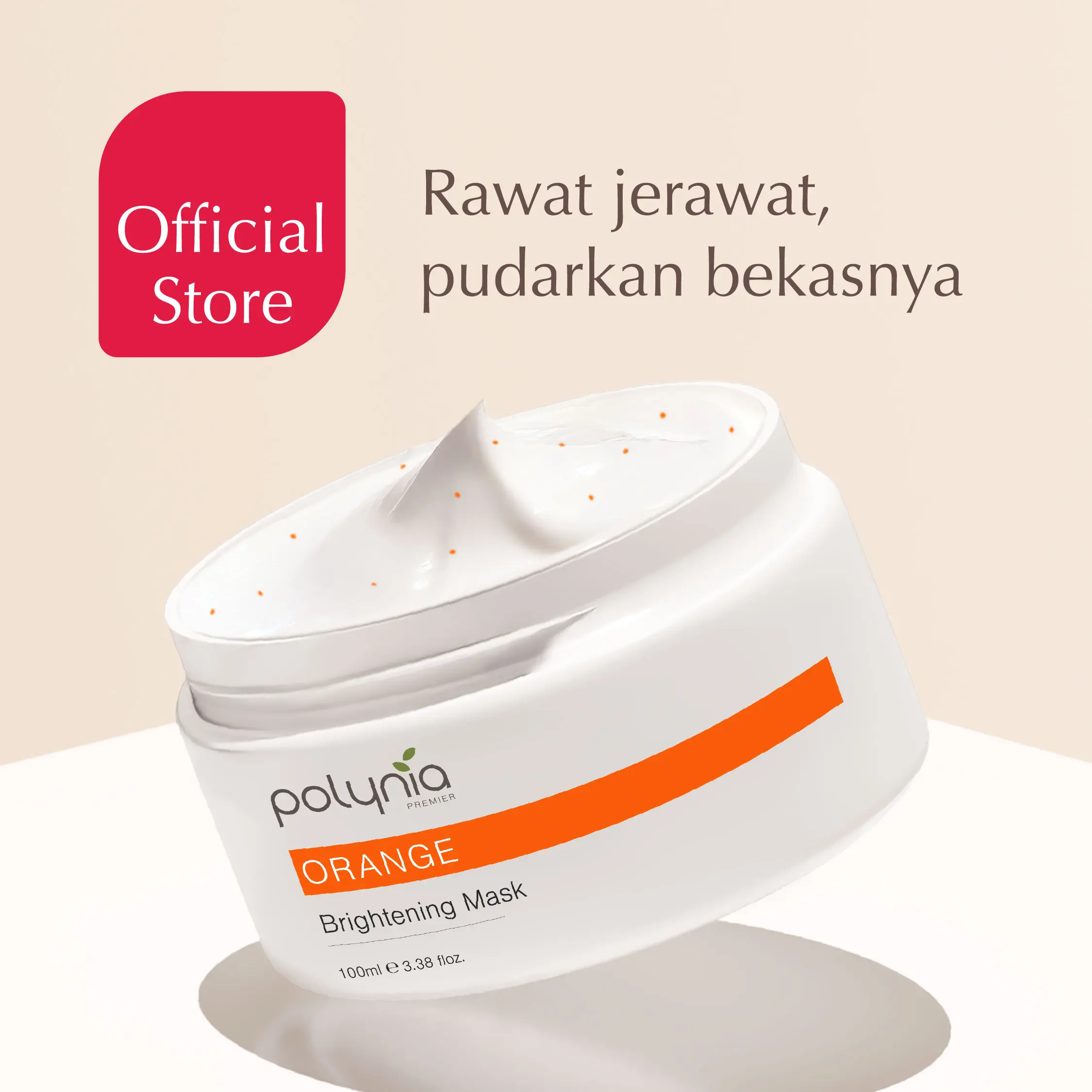 [HADIAH GRATIS] POLYNIA | Orange Brightening Mask 100ml | Masker Wajah Mencerahkan | Pudarkan Bekas Jerawat | Cegah Bopeng | Vitamin C