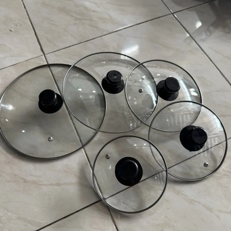 Tutup panci kaca serbaguna ukuran 15cm-25cm