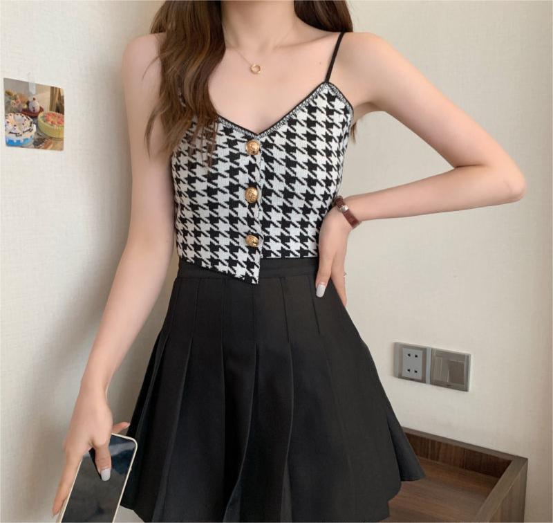 Áo Dệt Kim Cá Nhân Hóa Cho Nữ, Áo Vest Hai Dây Họa Tiết Chim Bất Đối Xứng Đều Cho Nữ, Áo Thời Trang Cho Bé Gái, Đông Nam Á Women Nhung Top